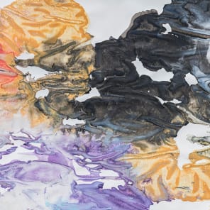 Blue and yellow watercolour lines flowing across pale grey cover, Silvia Buol in black font to top right corner.