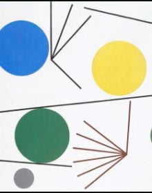 2 grey circles joined by black line, off white cover, Sophie Taeuber-Arp Equilibre in black and blue font to centre.