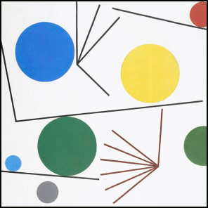 2 grey circles joined by black line, off white cover, Sophie Taeuber-Arp Equilibre in black and blue font to centre.