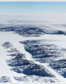 Sketch of glacier on white cover, snowy mountain, The Glacier's Essence in black font below