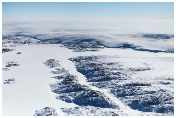 Sketch of glacier on white cover, snowy mountain, The Glacier's Essence in black font below