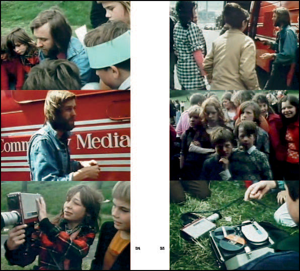 Book cover of Rebel Video: The Video Movement of the 1970s and 1980s; featuring a trio of video photos. Published by Scheidegger & Spiess.