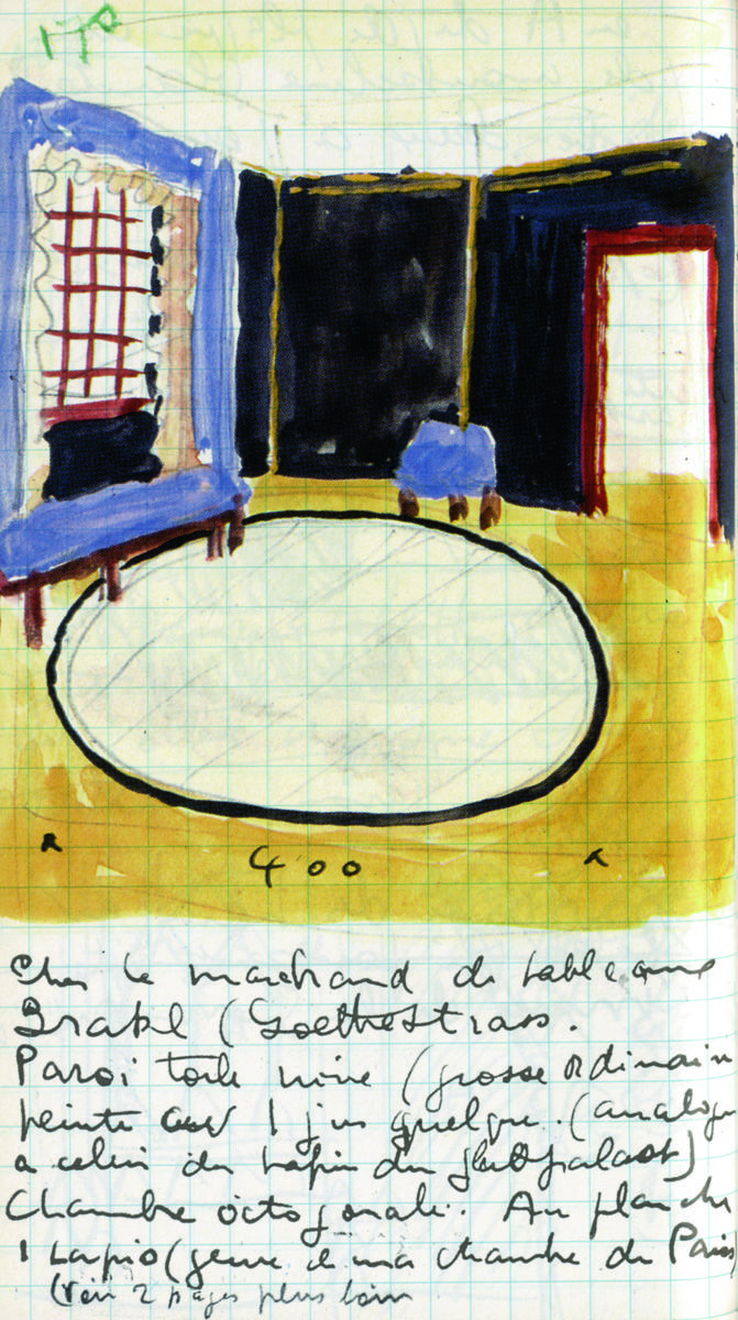 Study for Red Woman and Green Ball painting by Le Corbusier, Le Corbusier Lezioni di Modernismo in white font to centre.