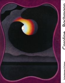 Book cover of Caroline Bachmann, with a conceptual painting of a dark sky with orange and blue eye. Published by Scheidegger & Spiess.