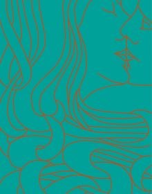 Turquoise book cover of Peter Behrens - 1868 / 2018, with a gold outline of couple kissing. Published by Verlag Kettler.