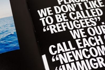 Book cover of Migration as Avant-Garde, with migrant tent made of pieces of sheets. Published by Verlag Kettler.