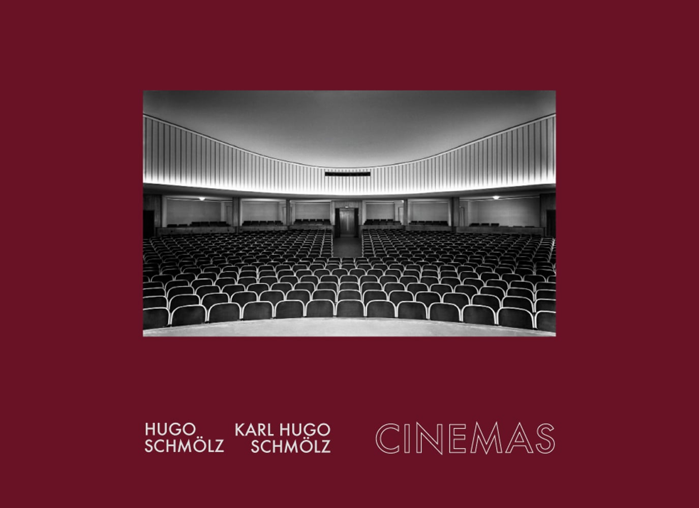 Book cover of Hugo Schmölz / Karl Hugo Schmölz, Cinemas, with view from stage of rows of seats in cinema auditorium. Published by Verlag Kettler.