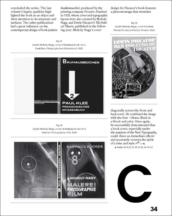 White book cover of Moholy-Nagy and the New Typography A-Z, with large capitalised black letter 'A' to front. Published by Verlag Kettler.