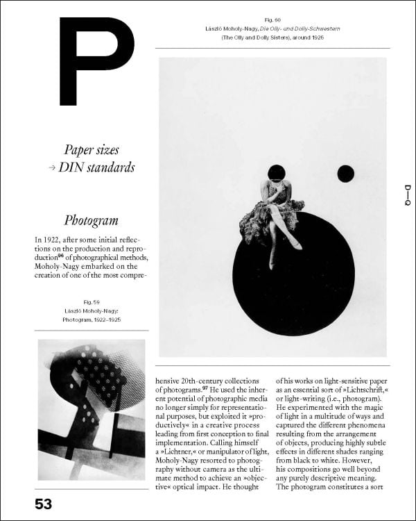 White book cover of Moholy-Nagy and the New Typography A-Z, with large capitalised black letter 'A' to front. Published by Verlag Kettler.