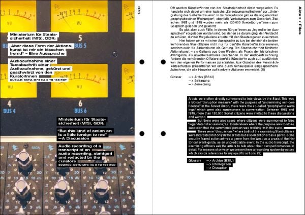 Book cover of Artists and Agents - Performance Art and Secret Services, with black and white video still of white male in black hat, holding a silver walkie talkie. Published by Verlag Kettler.