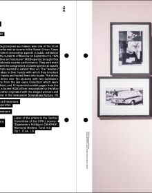 Book cover of Artists and Agents - Performance Art and Secret Services, with black and white video still of white male in black hat, holding a silver walkie talkie. Published by Verlag Kettler.