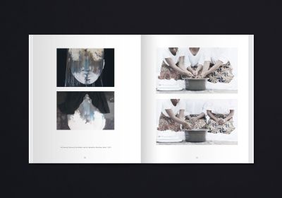 Black cover of Gladys Kalichini, …these gestures of memory, with plume of white powdery substance to left. Published by Verlag Kettler.