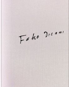 Beige textured cover with Fake Dreams in handwritten black font in centre