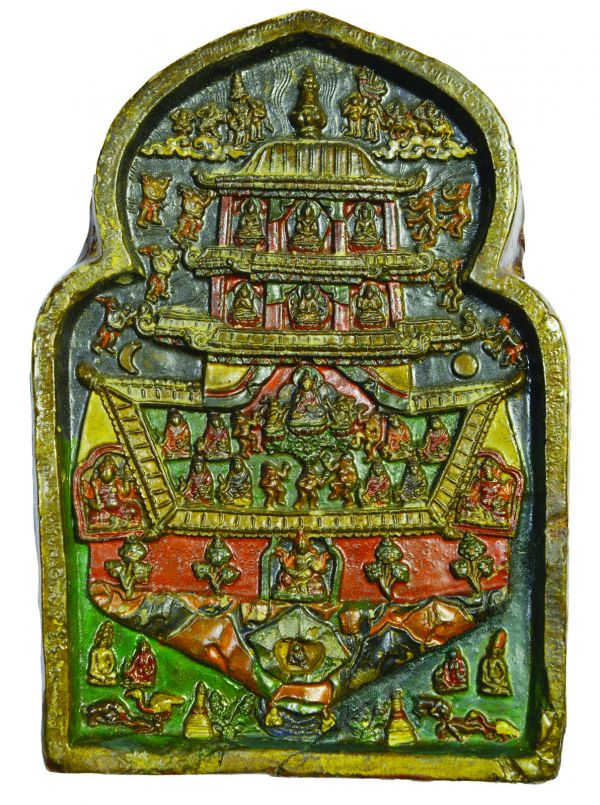 Book cover of Tsha-Tsha: Votivtafeln aus dem buddhistischen Kulturkreis; featuring a Buddhist art object. Published by Arnoldsche Art Publishers.