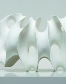 Book cover of Materiality: The Miller Ceramic Art Collection, with a bell shaped terracotta ceramic. Published by Arnoldsche Art Publishers.