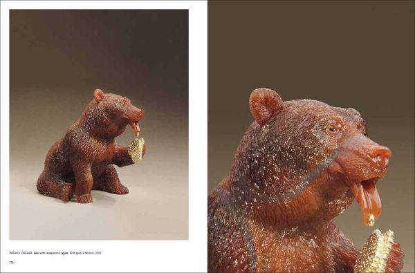 Book cover of Dreher Carvings: Gemstone Animals from Idar-Oberstein; with a colourful gemstone toad sculpture. Published by Arnoldsche Art Publishers.