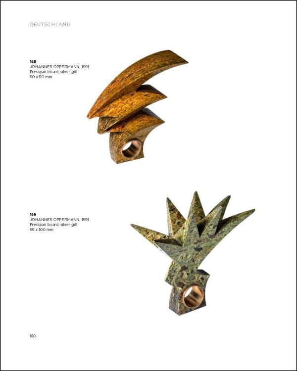 4 modern, quirky designed rings, black cover, RINGS OF THE 20TH AND 21ST CENTURIES in grey font to upper left.