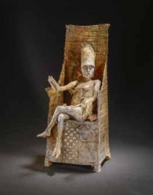 2 abstract black and brown sculptures on black cover, Ceramic Horizons in white font, arnoldsche to lower right corner