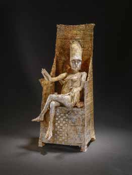 2 abstract black and brown sculptures on black cover, Ceramic Horizons in white font, arnoldsche to lower right corner