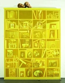 Book cover of Sverre Bjertnaes: Works, featuring an abstract painting titled 'Three figures in a revolution'. Published by Images Publishing.