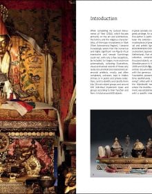Book cover of Buddhist Ritual Art of Tibet: A Handbook on Ceremonial Objects and Ritual Furnishings in the Tibetan Temple; featuring a gold Tibetan Buddha statue inside lotus flower sculpture. Published by Arnoldsche Art Publishers.