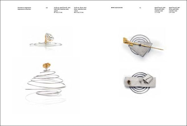 Red crushed metal sculpture, on white cover of 'Deganit Stern Schocken: How Many Is One, Jewellery / Objects / Installations', by Arnoldsche Art Publishers.