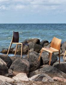 Minimalist Danish Lido Lounge Chair, on white cover of 'Jakob Berg: Furniture', by Arnoldsche Art Publishers.