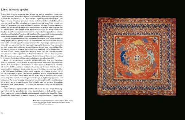 Miniature ceramic cow, Chinese figure leaning on opposite side, on black cover of 'Small China, Early Chinese Miniatures', by Arnoldsche Art Publishers.