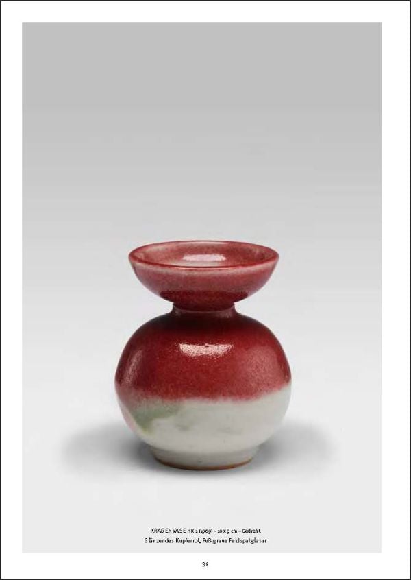 Brown and off white glazed ceramic pot with short base, on cover of 'Heidi Kippenberg', by Arnoldsche Art Publishers.