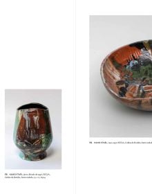 Terracotta and green ceramic sculpture of human heart on off white cover of 'À Roda, Cerâmica de Autor em Portugal no Século XX', by Arnoldsche Art Publishers.
