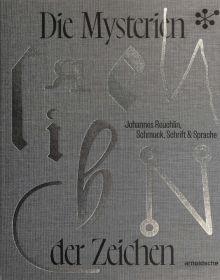 Die Mysterien der Zeichen, in black font on grey cover with shiny silver shapes.