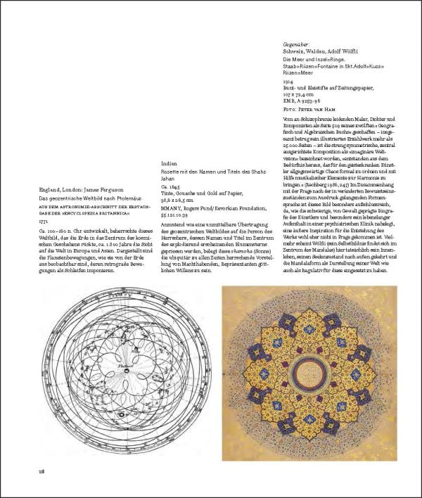 Book cover of Mandala – Auf der Suche nach Erleuchtung, Heilige Geometrie in den spirituellen Ku?nsten der Welt, with the Punchbowl Mosque Oculus ceiling in Sydney. Published by Arnoldsche Art Publishers.