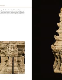 Book cover of Majapahit, Sculptures from a Forgotten Kingdom, with a terracotta sculpture of figure crossed-legged on plinth. Published by Arnoldsche Art Publishers.