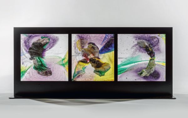 Book cover of Antoine Leperlier: Shaping Time. Works in Glass from 1981 to Now / Donner forme au temps. Œuvres en verre de 1981 à aujourd’hui, with a wax artwork. Published by Arnoldsche Art Publishers.