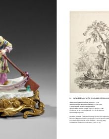 Book cover of Magnificence of Rococo: Kaendler’s Meissen Porcelain Figures, with a porcelain figurine of two figures. Published by Arnoldsche Art Publishers.