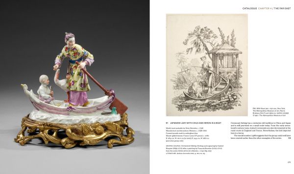 Book cover of Magnificence of Rococo: Kaendler’s Meissen Porcelain Figures, with a porcelain figurine of two figures. Published by Arnoldsche Art Publishers.