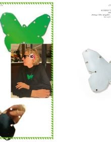 Book cover of Gabi Dziuba & Friends, with three shiny butterfly shaped pieces. Published by Arnoldsche Art Publishers.