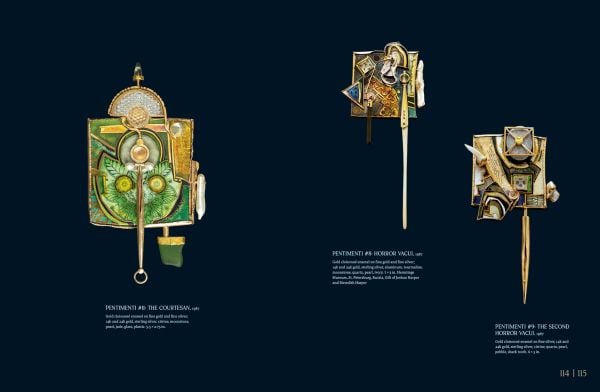 Book cover of Bizarre Beauty: The Art of William Harper, with a piece of sculptural jewelry in shape of figure. Published by Arnoldsche Art Publishers.