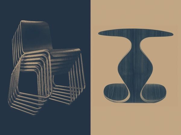 Book cover of Past – Present – Future: Visions of Creativity: The Design of Boris Berlin, with a red chair turned upside down. Published by Arnoldsche Art Publishers.