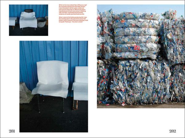 Book cover of Past – Present – Future: Visions of Creativity: The Design of Boris Berlin, with a red chair turned upside down. Published by Arnoldsche Art Publishers.