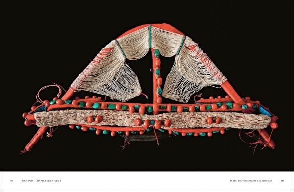 Book cover of Lynn Levenberg's Tibetan Women’s Jewelry, with a Tibetan Ga’u Box set with Turquoise and glass Dzi Beads. Published by Arnoldsche Art Publishers.