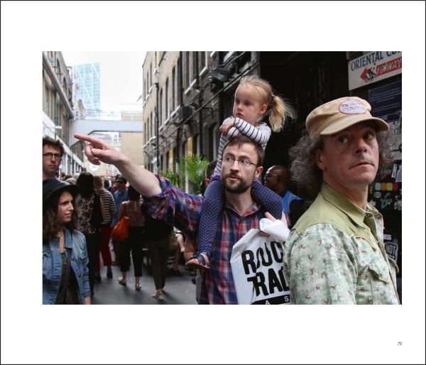 Book cover of Brick Lane in London: All the World’s a Stage: Street Photography by David and Sonya Newell-Smith, featuring two couples sitting in a cafe. Published by Arnoldsche Art Publishers.