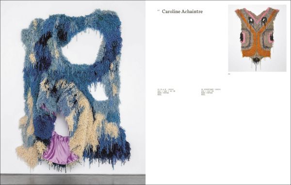 Book cover of Textile Practices: Forty Female Artists and Designers from Europe; featuring a model in a large blue floral dress. Published by Arnoldsche Art Publishers.