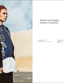 Book cover of Textile Practices: Forty Female Artists and Designers from Europe; featuring a model in a large blue floral dress. Published by Arnoldsche Art Publishers.