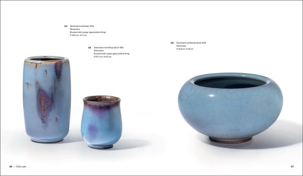 Book cover of The Magic of Ceramic Glazes: Nils Thorsson and the Artist Stoneware of Royal Copenhagen 1932–1975; featuring a blue and pink ceramic glazed surface. Published by Arnoldsche Art Publishers.