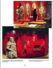 Images of crowds of people, a red interior door and text, on black cover of 'Spaces and Stories, Co-Creating Scenography', by Avedition Gmbh.