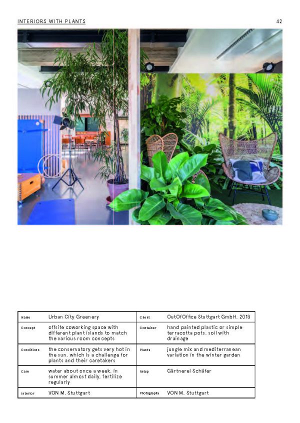 Seated figure with laptop, bright spot light, surrounded by multicoloured leaf shapes, on white cover of 'Plants at Work, An inspirational guide to greenterior design', by Avedition Gmbh.