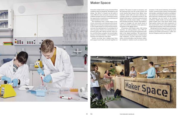 Experimenta Science Centre with glass exterior, on cover of 'experimenta, A science center in a new dimension', by Avedition Gmbh.