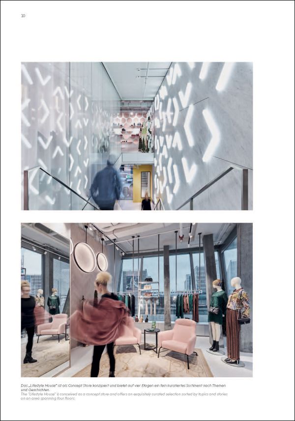 Book cover of 'Retail Design International Vol. 7, Components, Spaces, Buildings', with modern multi-story building. Published by Avedition Gmbh.