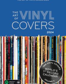 Book cover of The Art of Vinyl Covers 2024, with a shelf of records. Published by Seltmann Publishers.